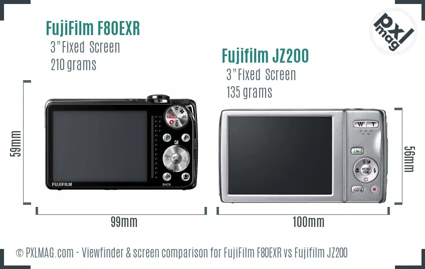FujiFilm F80EXR vs Fujifilm JZ200 Screen and Viewfinder comparison FujiFilm F80EXR vs Fujifilm JZ200 Screen and Viewfinder comparison