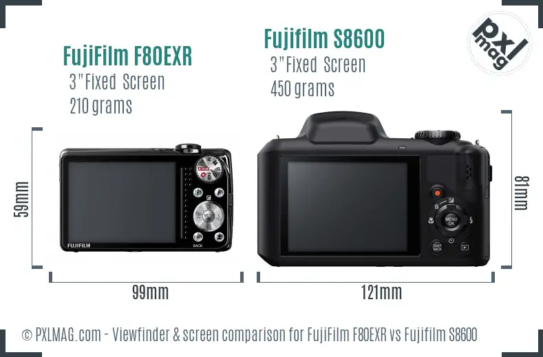FujiFilm F80EXR vs Fujifilm S8600 Screen and Viewfinder comparison FujiFilm F80EXR vs Fujifilm S8600 Screen and Viewfinder comparison
