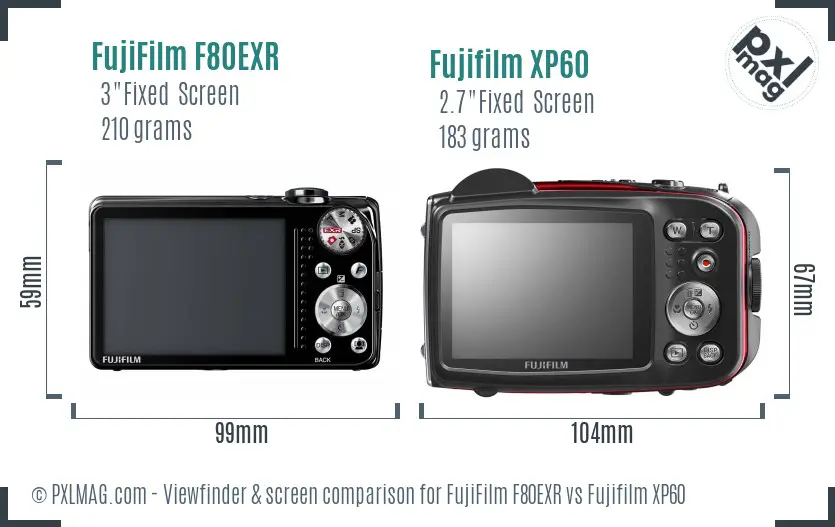 FujiFilm F80EXR vs Fujifilm XP60 Screen and Viewfinder comparison