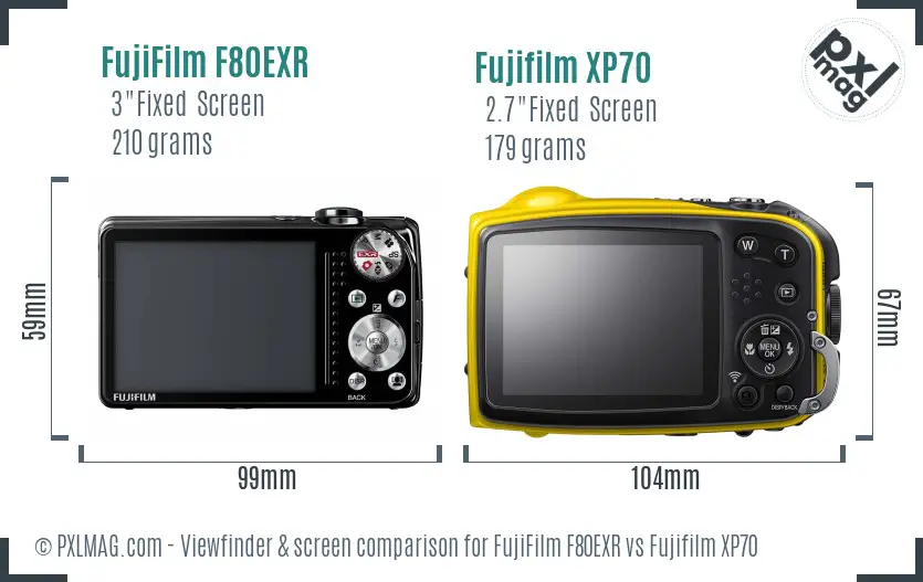 FujiFilm F80EXR vs Fujifilm XP70 Screen and Viewfinder comparison