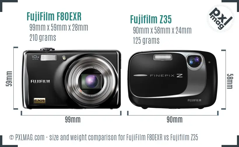 FujiFilm F80EXR vs Fujifilm Z35 size comparison