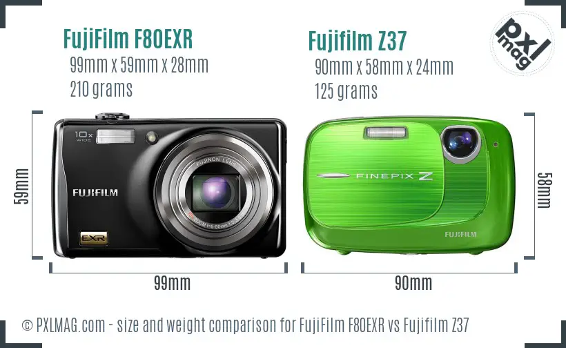 FujiFilm F80EXR vs Fujifilm Z37 size comparison