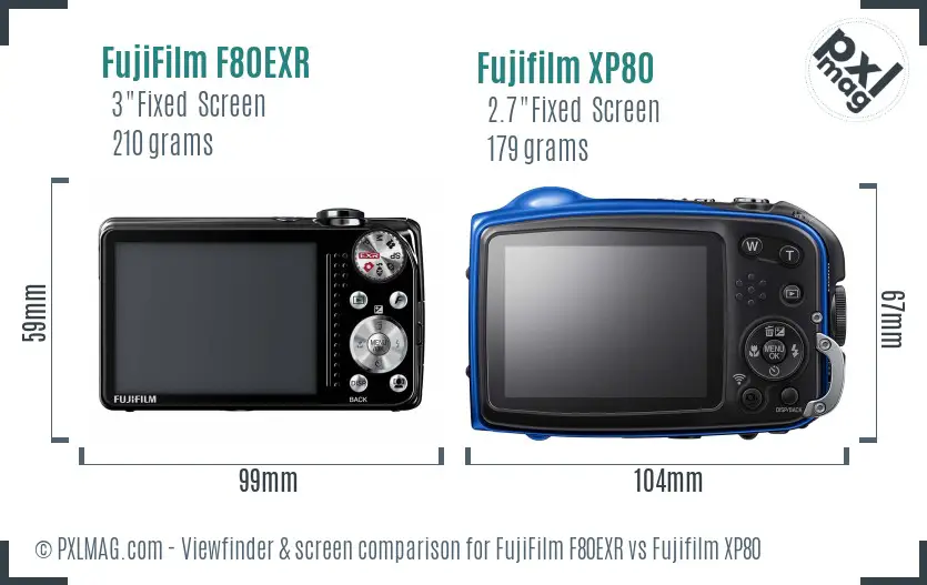 FujiFilm F80EXR vs Fujifilm XP80 Screen and Viewfinder comparison