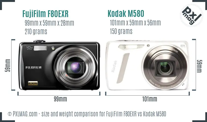 FujiFilm F80EXR vs Kodak M580 size comparison FujiFilm F80EXR vs Kodak M580 size comparison