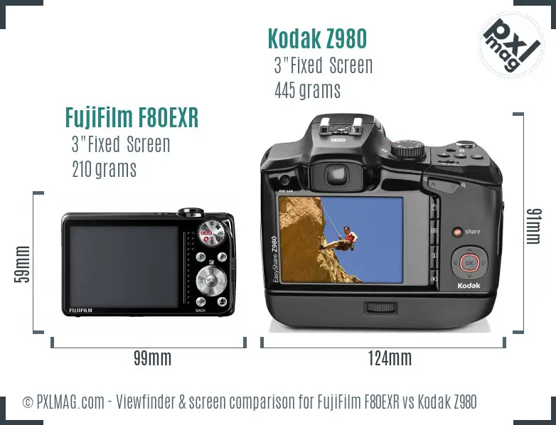 FujiFilm F80EXR vs Kodak Z980 Screen and Viewfinder comparison FujiFilm F80EXR vs Kodak Z980 Screen and Viewfinder comparison