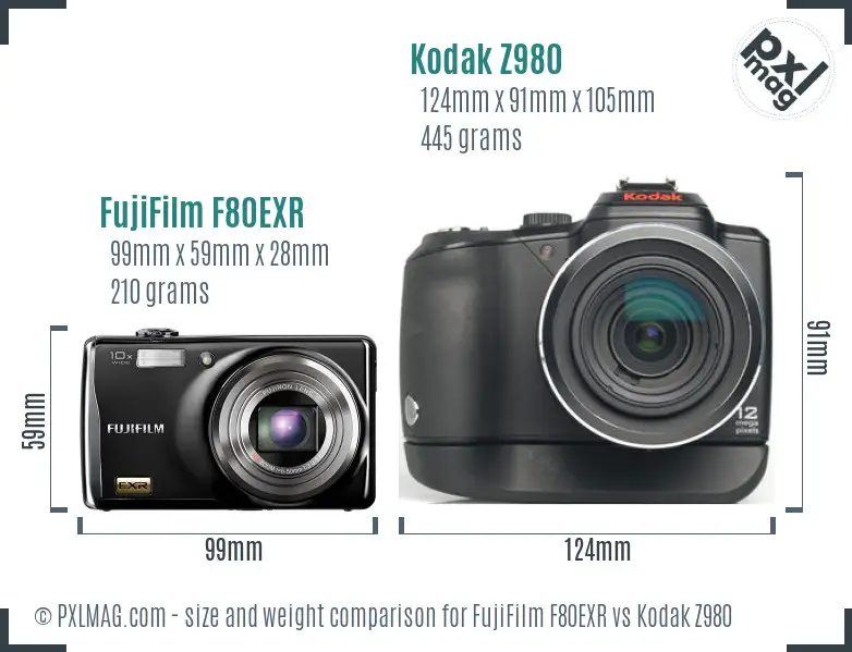 FujiFilm F80EXR vs Kodak Z980 size comparison FujiFilm F80EXR vs Kodak Z980 size comparison