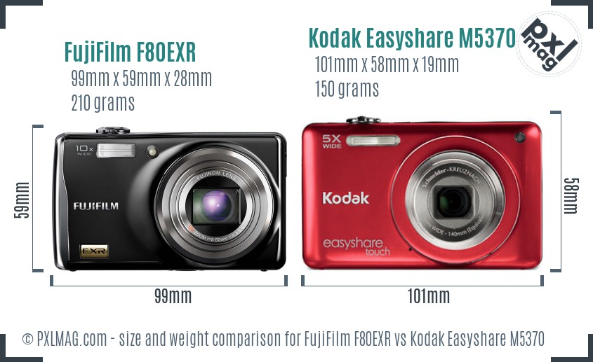 FujiFilm F80EXR vs Kodak Easyshare M5370 size comparison