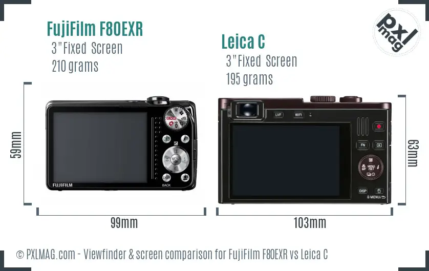 FujiFilm F80EXR vs Leica C Screen and Viewfinder comparison
