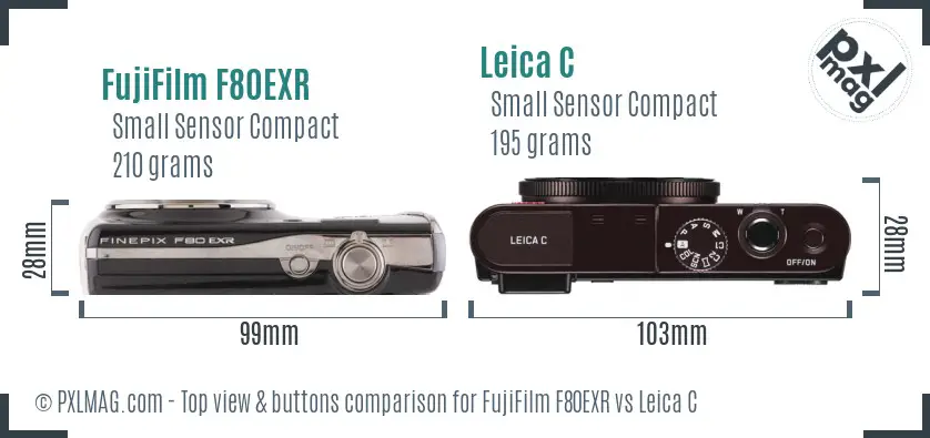 FujiFilm F80EXR vs Leica C top view buttons comparison