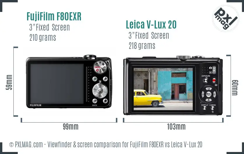 FujiFilm F80EXR vs Leica V-Lux 20 Screen and Viewfinder comparison