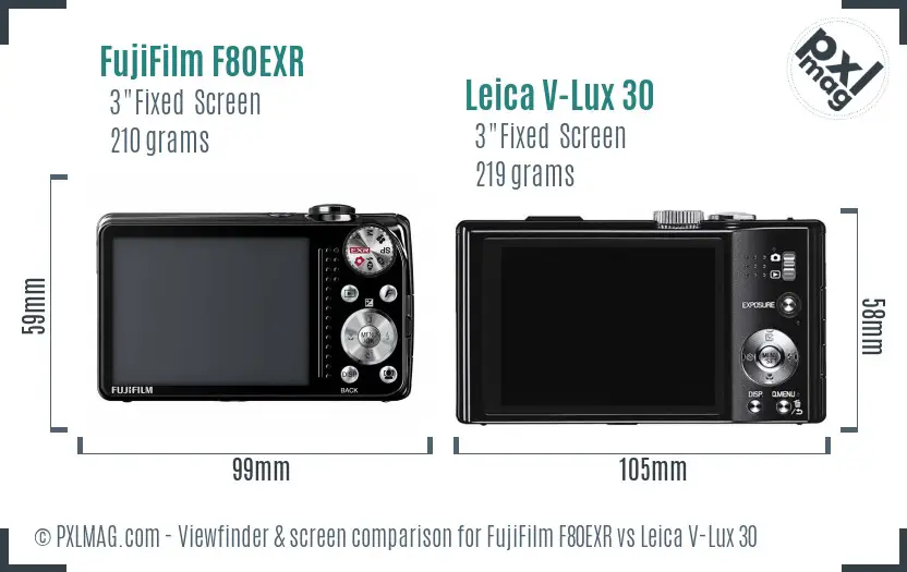 FujiFilm F80EXR vs Leica V-Lux 30 Screen and Viewfinder comparison
