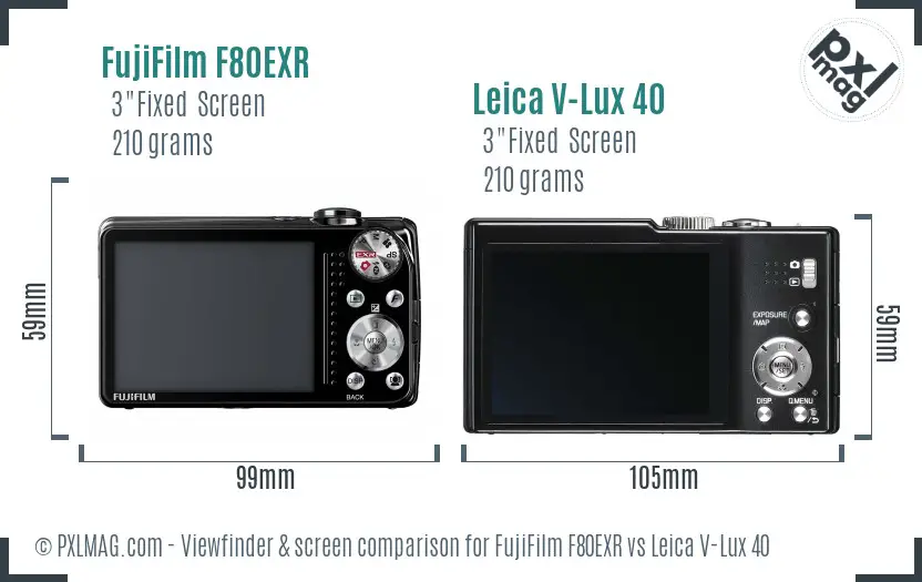 FujiFilm F80EXR vs Leica V-Lux 40 Screen and Viewfinder comparison FujiFilm F80EXR vs Leica V-Lux 40 Screen and Viewfinder comparison