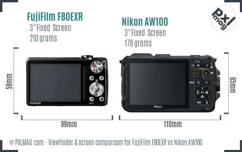 FujiFilm F80EXR vs Nikon AW100 Screen and Viewfinder comparison FujiFilm F80EXR vs Nikon AW100 Screen and Viewfinder comparison