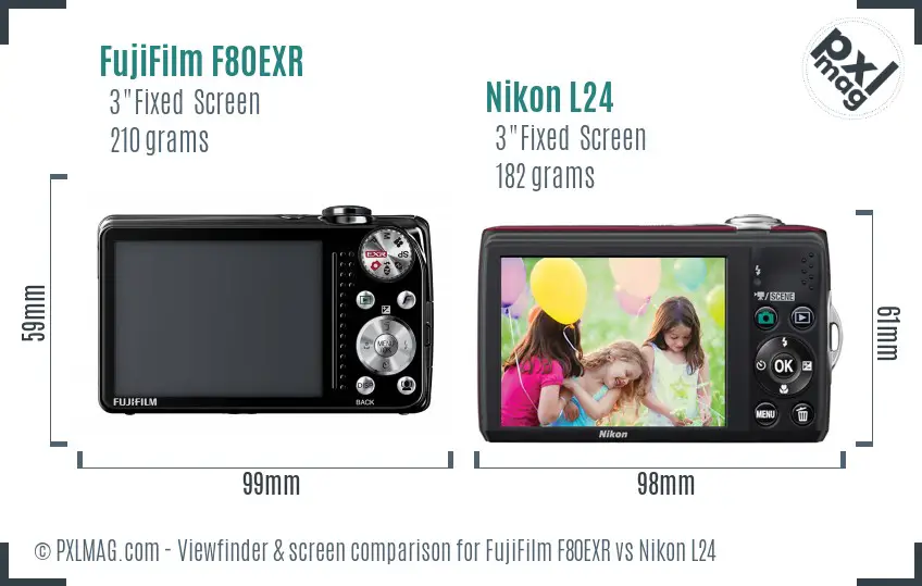 FujiFilm F80EXR vs Nikon L24 Screen and Viewfinder comparison