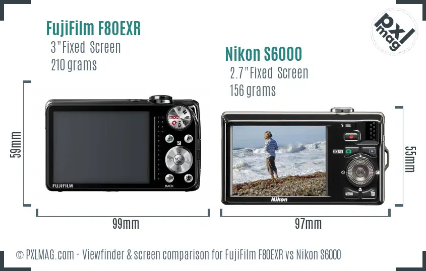 FujiFilm F80EXR vs Nikon S6000 Screen and Viewfinder comparison FujiFilm F80EXR vs Nikon S6000 Screen and Viewfinder comparison
