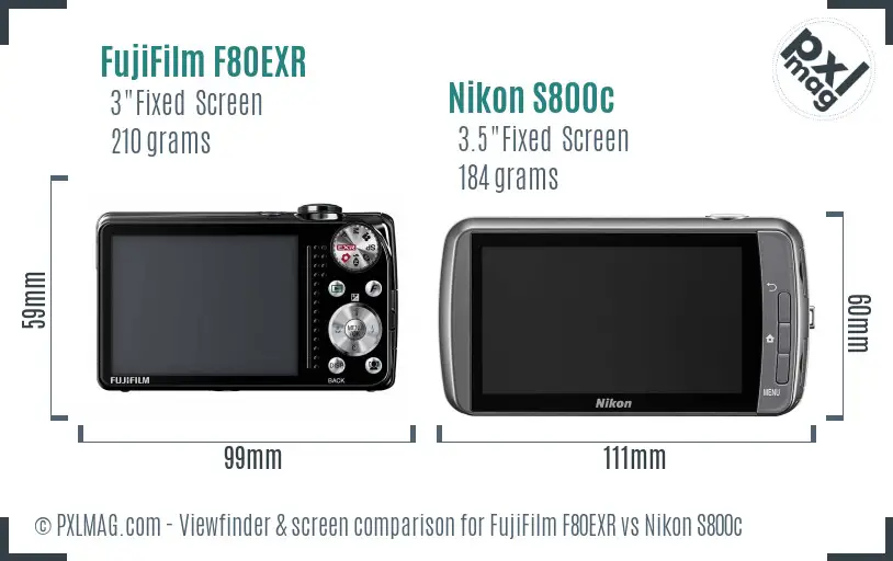 FujiFilm F80EXR vs Nikon S800c Screen and Viewfinder comparison