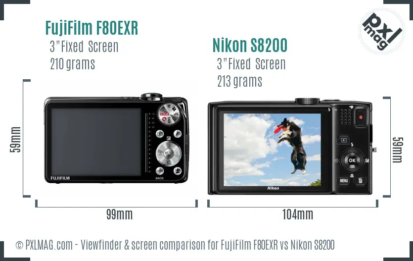 FujiFilm F80EXR vs Nikon S8200 Screen and Viewfinder comparison FujiFilm F80EXR vs Nikon S8200 Screen and Viewfinder comparison