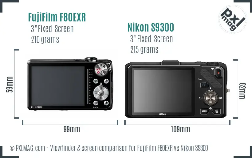 FujiFilm F80EXR vs Nikon S9300 Screen and Viewfinder comparison