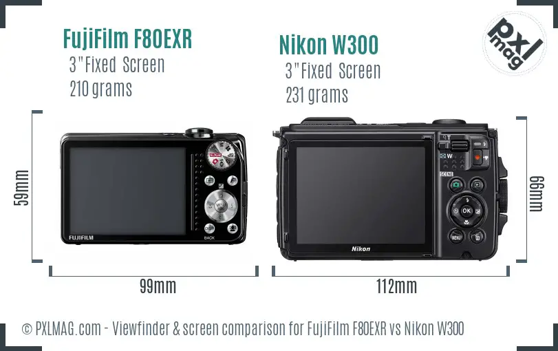 FujiFilm F80EXR vs Nikon W300 Screen and Viewfinder comparison