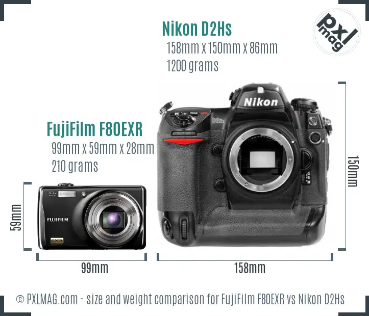FujiFilm F80EXR vs Nikon D2Hs size comparison FujiFilm F80EXR vs Nikon D2Hs size comparison