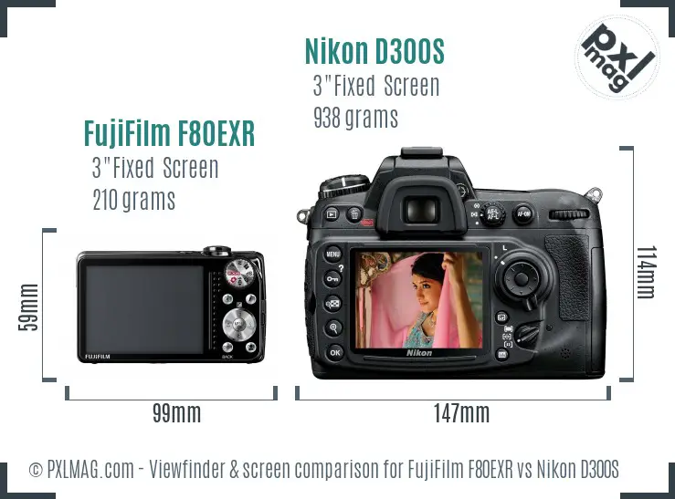 FujiFilm F80EXR vs Nikon D300S Screen and Viewfinder comparison