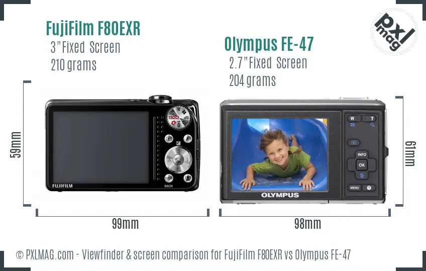FujiFilm F80EXR vs Olympus FE-47 Screen and Viewfinder comparison
