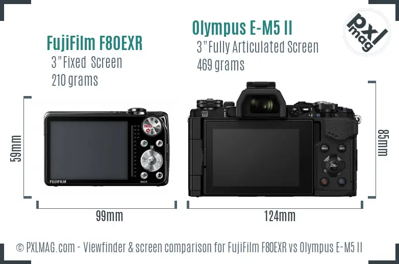 FujiFilm F80EXR vs Olympus E-M5 II Screen and Viewfinder comparison