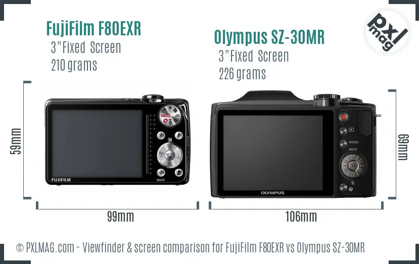 FujiFilm F80EXR vs Olympus SZ-30MR Screen and Viewfinder comparison FujiFilm F80EXR vs Olympus SZ-30MR Screen and Viewfinder comparison