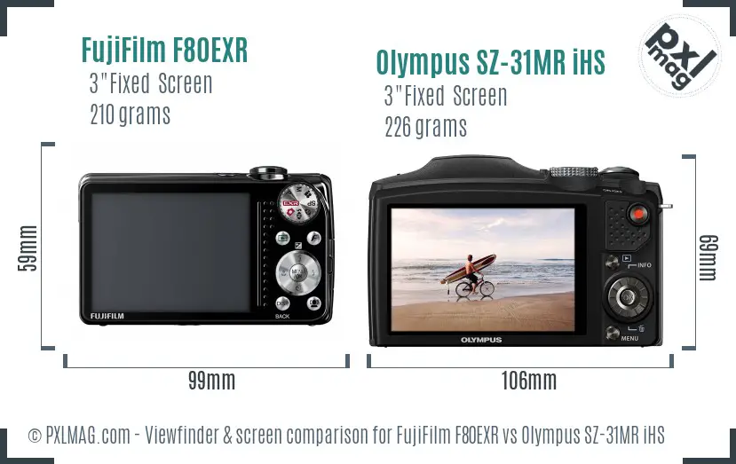 FujiFilm F80EXR vs Olympus SZ-31MR iHS Screen and Viewfinder comparison FujiFilm F80EXR vs Olympus SZ-31MR iHS Screen and Viewfinder comparison
