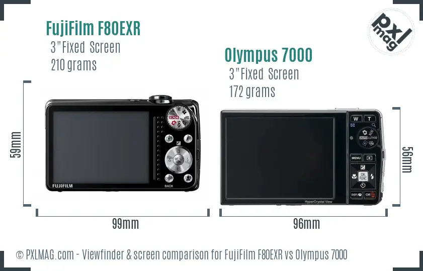 FujiFilm F80EXR vs Olympus 7000 Screen and Viewfinder comparison