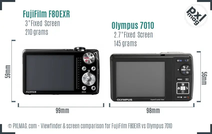 FujiFilm F80EXR vs Olympus 7010 Screen and Viewfinder comparison