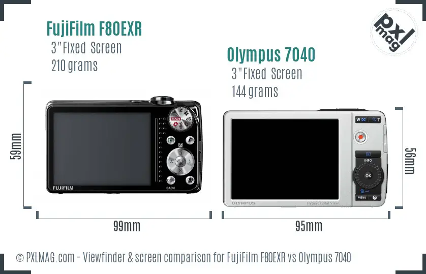 FujiFilm F80EXR vs Olympus 7040 Screen and Viewfinder comparison