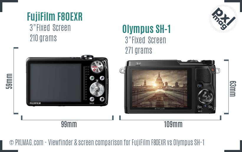 FujiFilm F80EXR vs Olympus SH-1 Screen and Viewfinder comparison