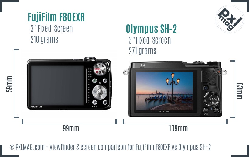 FujiFilm F80EXR vs Olympus SH-2 Screen and Viewfinder comparison