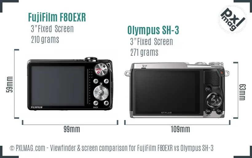 FujiFilm F80EXR vs Olympus SH-3 Screen and Viewfinder comparison