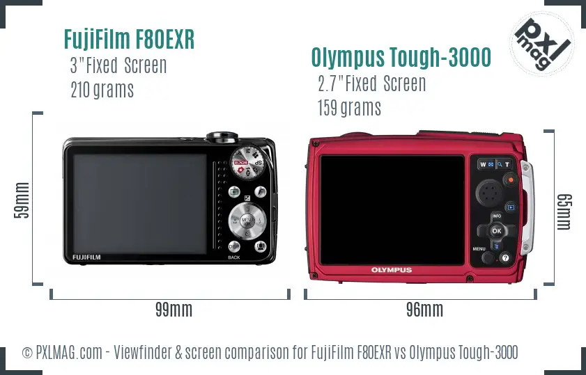 FujiFilm F80EXR vs Olympus Tough-3000 Screen and Viewfinder comparison