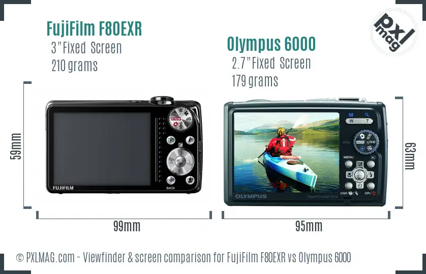 FujiFilm F80EXR vs Olympus 6000 Screen and Viewfinder comparison