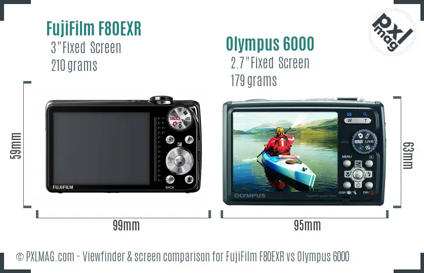 FujiFilm F80EXR vs Olympus 6000 Screen and Viewfinder comparison FujiFilm F80EXR vs Olympus 6000 Screen and Viewfinder comparison
