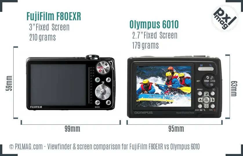 FujiFilm F80EXR vs Olympus 6010 Screen and Viewfinder comparison