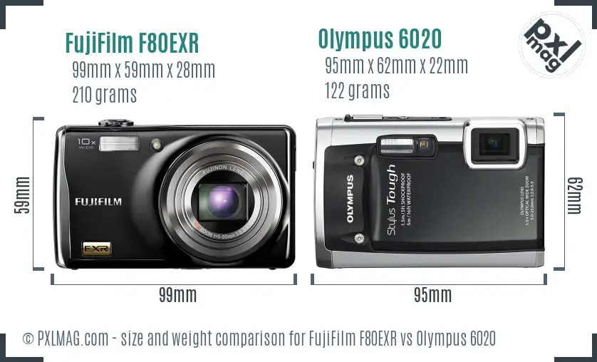 FujiFilm F80EXR vs Olympus 6020 size comparison