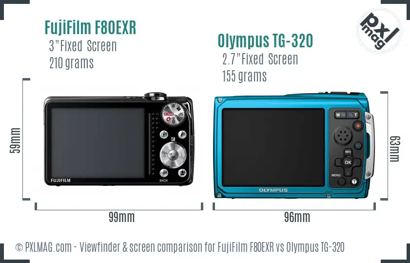 FujiFilm F80EXR vs Olympus TG-320 Screen and Viewfinder comparison