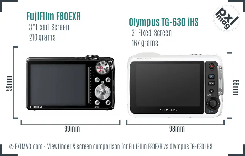 FujiFilm F80EXR vs Olympus TG-630 iHS Screen and Viewfinder comparison