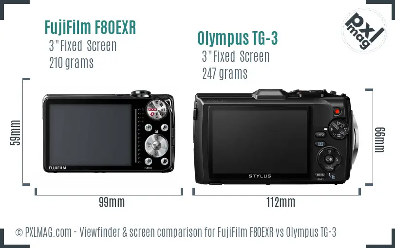 FujiFilm F80EXR vs Olympus TG-3 Screen and Viewfinder comparison