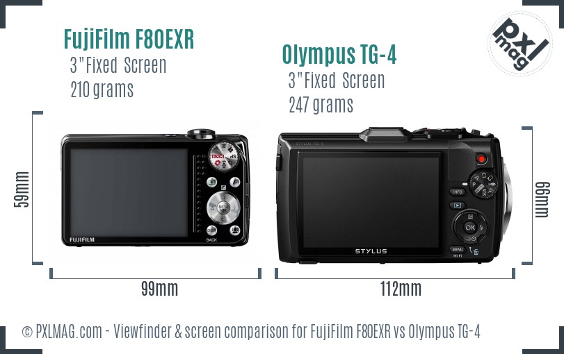 FujiFilm F80EXR vs Olympus TG-4 Screen and Viewfinder comparison