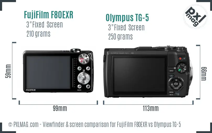 FujiFilm F80EXR vs Olympus TG-5 Screen and Viewfinder comparison FujiFilm F80EXR vs Olympus TG-5 Screen and Viewfinder comparison