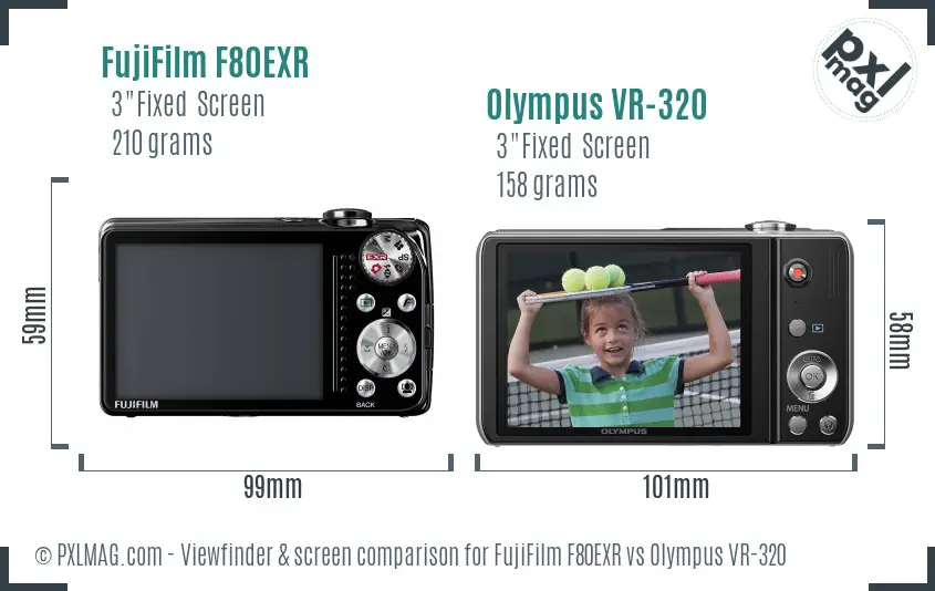 FujiFilm F80EXR vs Olympus VR-320 Screen and Viewfinder comparison FujiFilm F80EXR vs Olympus VR-320 Screen and Viewfinder comparison