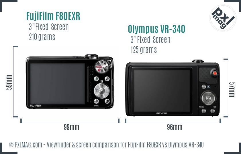 FujiFilm F80EXR vs Olympus VR-340 Screen and Viewfinder comparison