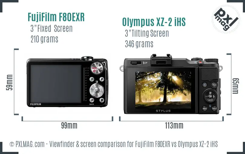 FujiFilm F80EXR vs Olympus XZ-2 iHS Screen and Viewfinder comparison