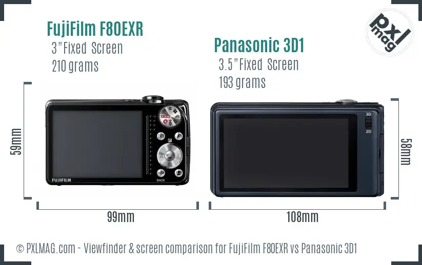 FujiFilm F80EXR vs Panasonic 3D1 Screen and Viewfinder comparison