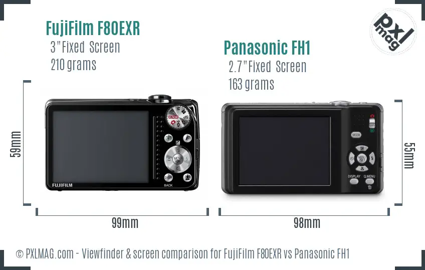 FujiFilm F80EXR vs Panasonic FH1 Screen and Viewfinder comparison